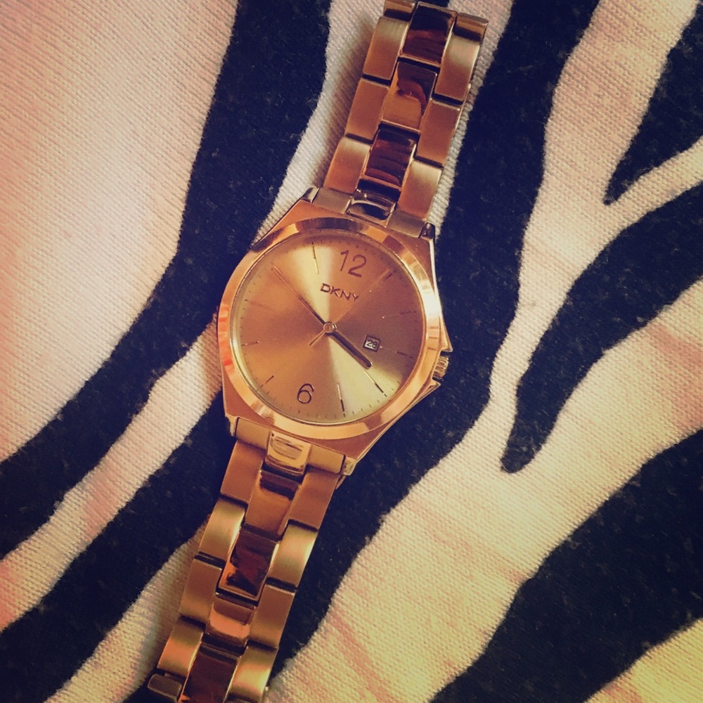 DKNY minimalist rose gold watch